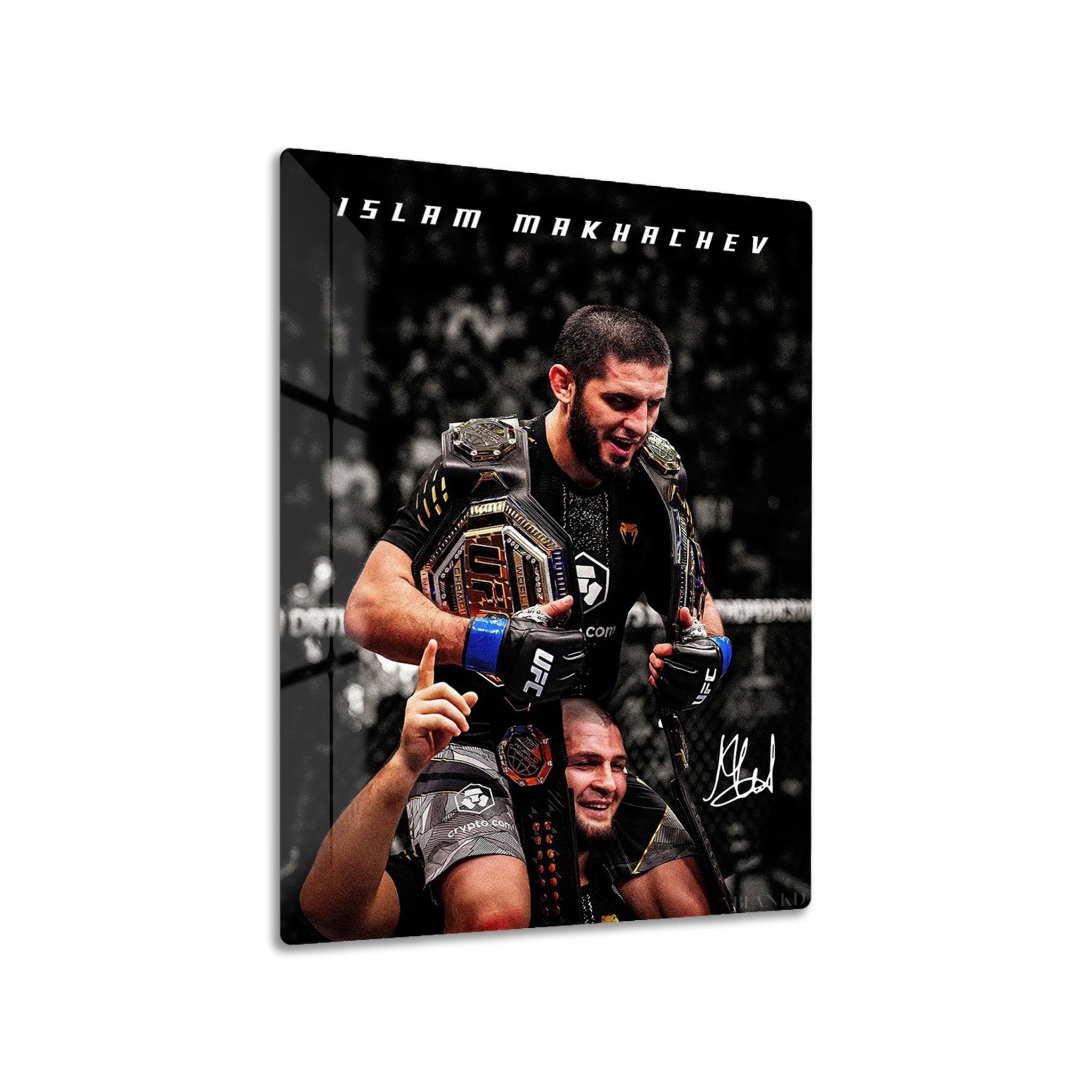 Islam Makhachev and Khabib Nurmagomedov MMA metal wall art